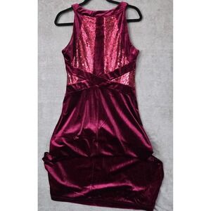 Candalite Petite Burgundy Velvet Sequin Holiday Dress PL Whimsigoth Formal